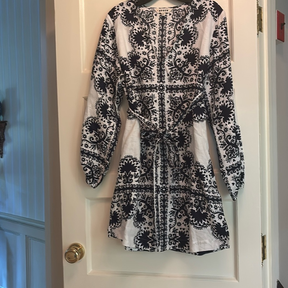 Boden Black and White Patterned Dress